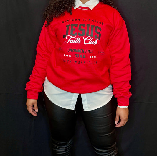 Jesus Faith Club Crewneck - Red/Black